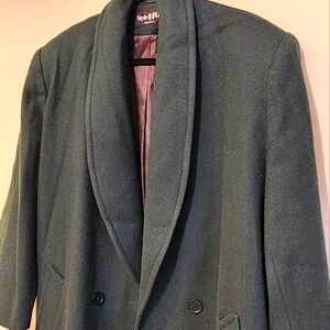 100% Wool Green Trench Coat | Style VI Ltd. 2XL | Y2K | Trench| Dark Green